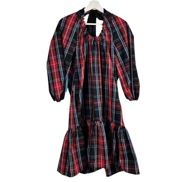 Draper James Large Long Sleeve Bow Back Plaid Dress - Picture 1 of 7